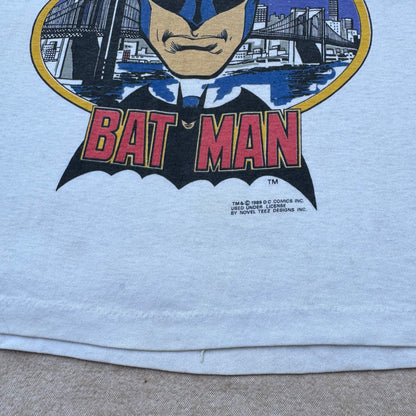 80s Kids Vintage DC Comics Batman White Short Single Stitch Sleeve T-Shirt 6Y 7Y 8Y
