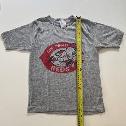80s Kids Vintage MLB Cincinnati Reds Gray Short Sleeve Single Stitch T-Shirt M 12Y 13Y 14Y Made in USA
