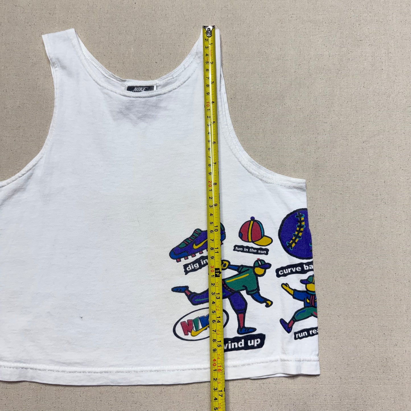 90s 2000' Kids Toddler Vintage Nike Baseball Great Graphic White Tank Top / 5y 6y 7y / Made in USA