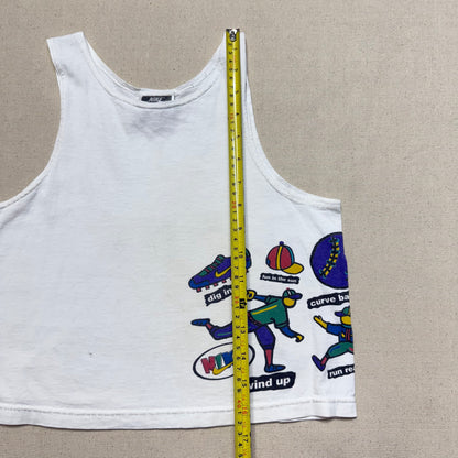 90s 2000' Kids Toddler Vintage Nike Baseball Great Graphic White Tank Top / 5y 6y 7y / Made in USA