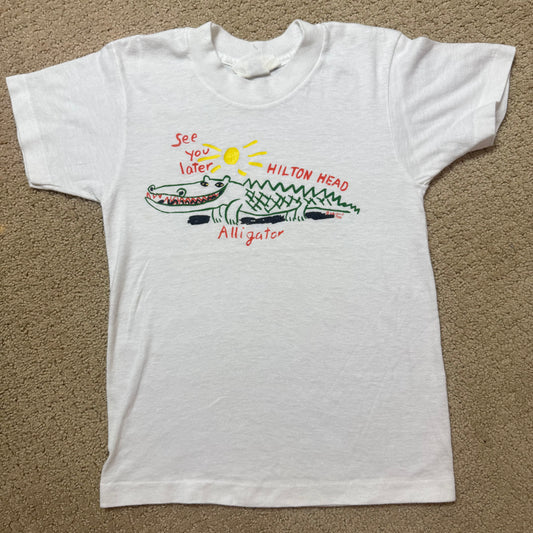 1986 Kids Vintage See You Later Alligator White Short Single Stitch Sleeve T-Shirt 4Y 5Y 6Y Made in USA