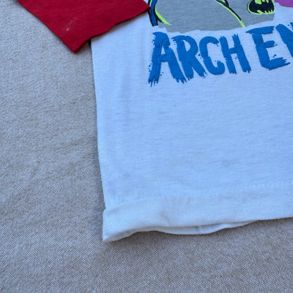80s Kids Vintage DC Comics Batman Joker Arch Enemies Raglan 3/4 Sleeve White/Red Shirt 7Y 8Y Made in USA