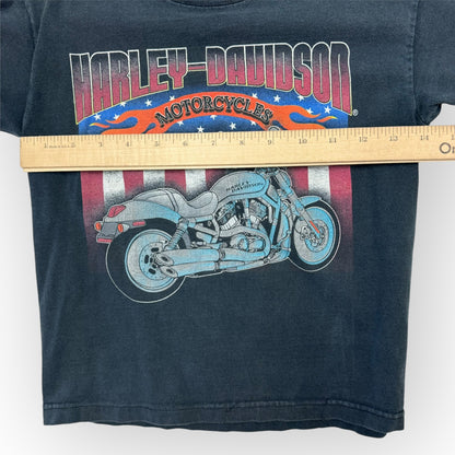 Kids Vintage Black Harley Davidson Motorcycle T-Shirt 4Y 5Y 6Y