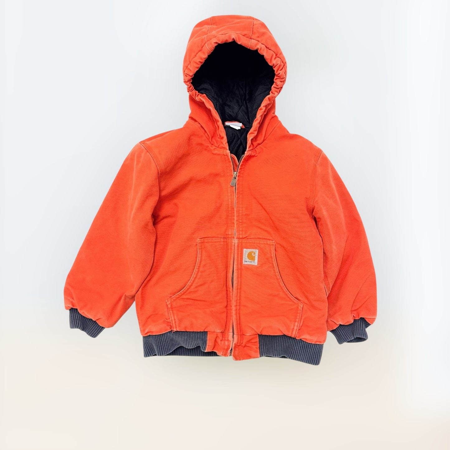 Kids Vintage Rare Color Carhartt Active Orange Safety Zip Lined Heavy Jacket S 7Y 8Y