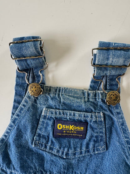 90s Kids Toddler Infant Vintage Baby B’Gosh Oshkosh Blue Denim 100% Cotton Shortalls //6m / Made in USA