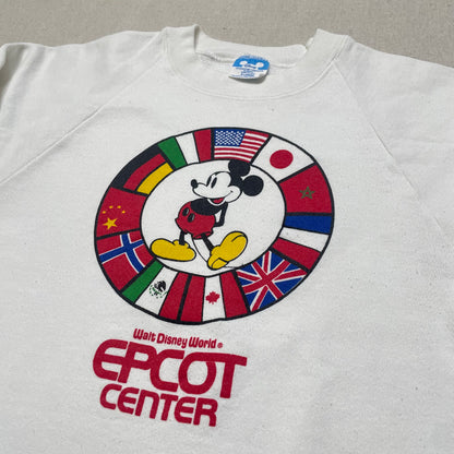 80s Kids Youth Vintage Disney Mickey Mouse Walt Disney World Epcot Center Flags Raglansleeve Sweatshirt / 10y 11y 12y 13y / Women's XS