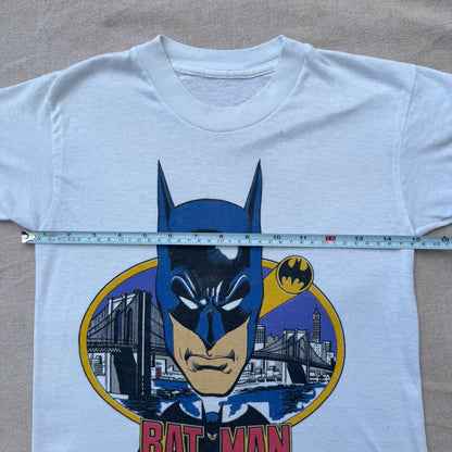80s Kids Vintage DC Comics Batman White Short Single Stitch Sleeve T-Shirt 6Y 7Y 8Y