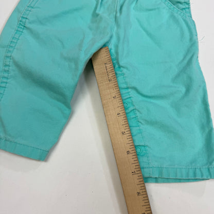 90s Kids Toddler Infant Vintage Baby B’Gosh Oshkosh 2 Piece Set Turquoise Overall White Ruffle T-shirt With Floral Accents /6m 9m / Made in USA