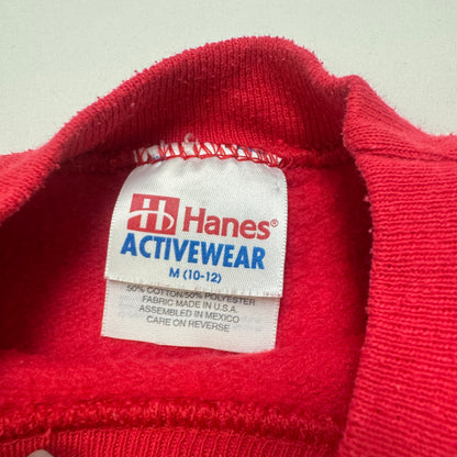 90s Kids Vintage Hanes Chicago Bulls Big Logo Red Long Sleeve Crew Sweatshirt M 10Y 11Y 12Y Made in USA