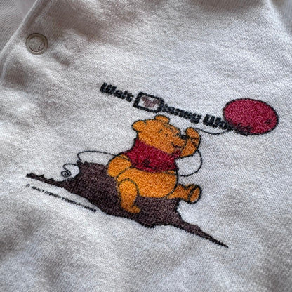 70s 80s Baby Vintage Walt Disney World Pooh Snap White Long Sleeve Sweatshirt With Hood 6m 9m 12m
