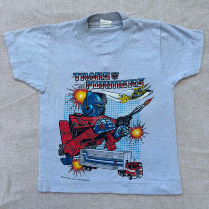 80s Kids Toddler Vintage Transformers Optimus Prime Gray Short Single Stitch T-Shirt 2T 3T