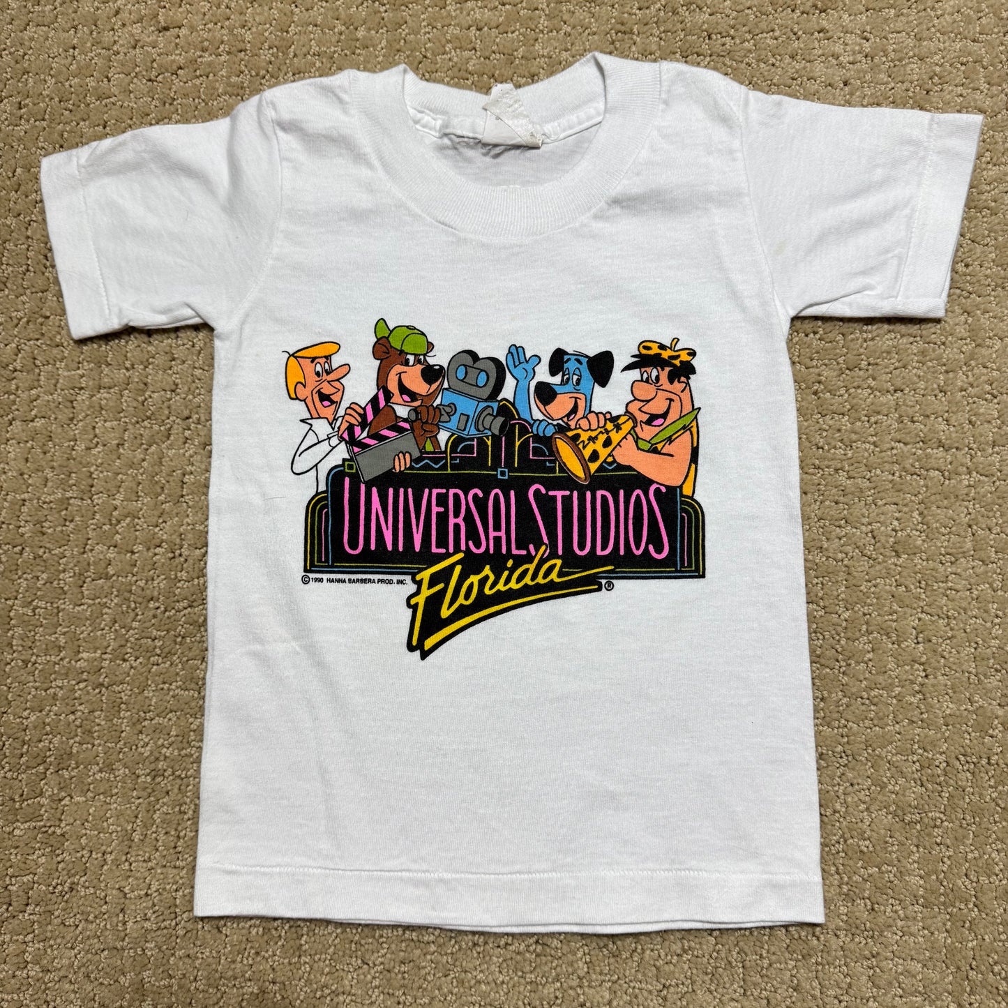 1990 Kids Toddler Vintage Universal Studios Florida Cartoon Character White Single Stitch Short Sleeve T-Shirt 2Y 3Y 4Y