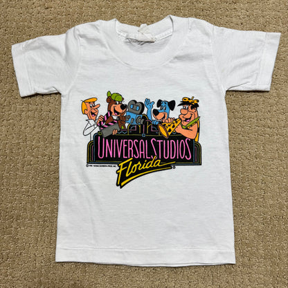1990 Kids Toddler Vintage Universal Studios Florida Cartoon Character White Single Stitch Short Sleeve T-Shirt 2Y 3Y 4Y
