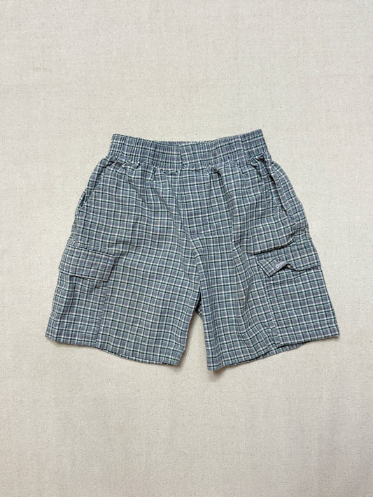 90s 2000' Kids Toddler Vintage Oshkosh Bgosh Gray Green Check Cotton Shorts / 3T 4T 5T