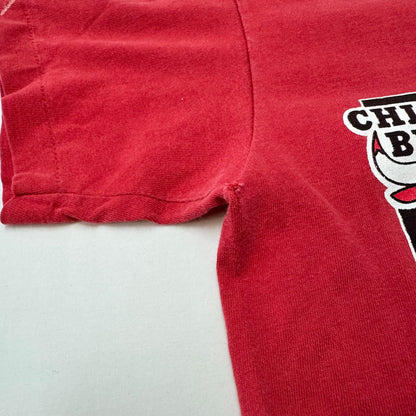 Early 90s Kids Teen Vintage Nutmeg NBA Chicago Bulls AOP Michael Jordan 23 Red Single Stitch Short Sleeve T-Shirt M 12-14Y Made in USA