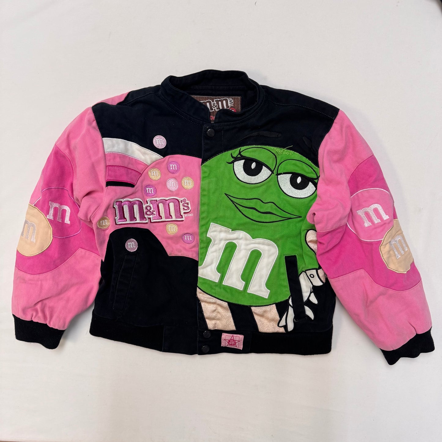 Kids M&M Racing Snap Pink Black Jacket 8Y 9Y 10Y