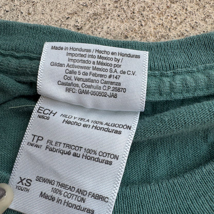 Early 2000s Kids Vintage Lizards Print Teal 100% Cotton T-Shirt XS 6-8Y Baby Tee