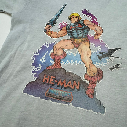 80s Kids Toddler Vintage He-Man Heat Transfer Print Gray Single Stitch Short Sleeve T-Shirt Junior Starts 4T Made in USA