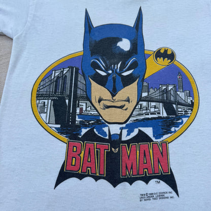80s Kids Vintage DC Comics Batman White Short Single Stitch Sleeve T-Shirt 6Y 7Y 8Y