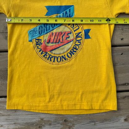 80s Kids Nike Yellow Beaverton Oregon T-Shirt S 6/8Y