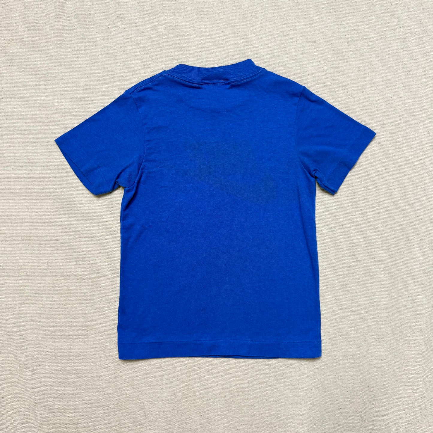 80s Kids Toddler Vintage Nike Blue Tag Yellow Big Logo Print Single Stitch Blue Tshirt / 2T 3T 4T / Made in USA