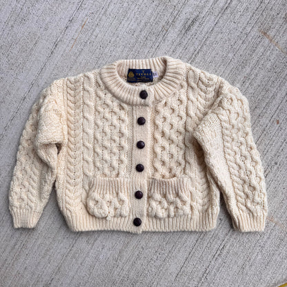 Kids Toddler Vintage Tivoli Wool Cream Cardigan With Pockets 3Y 4Y