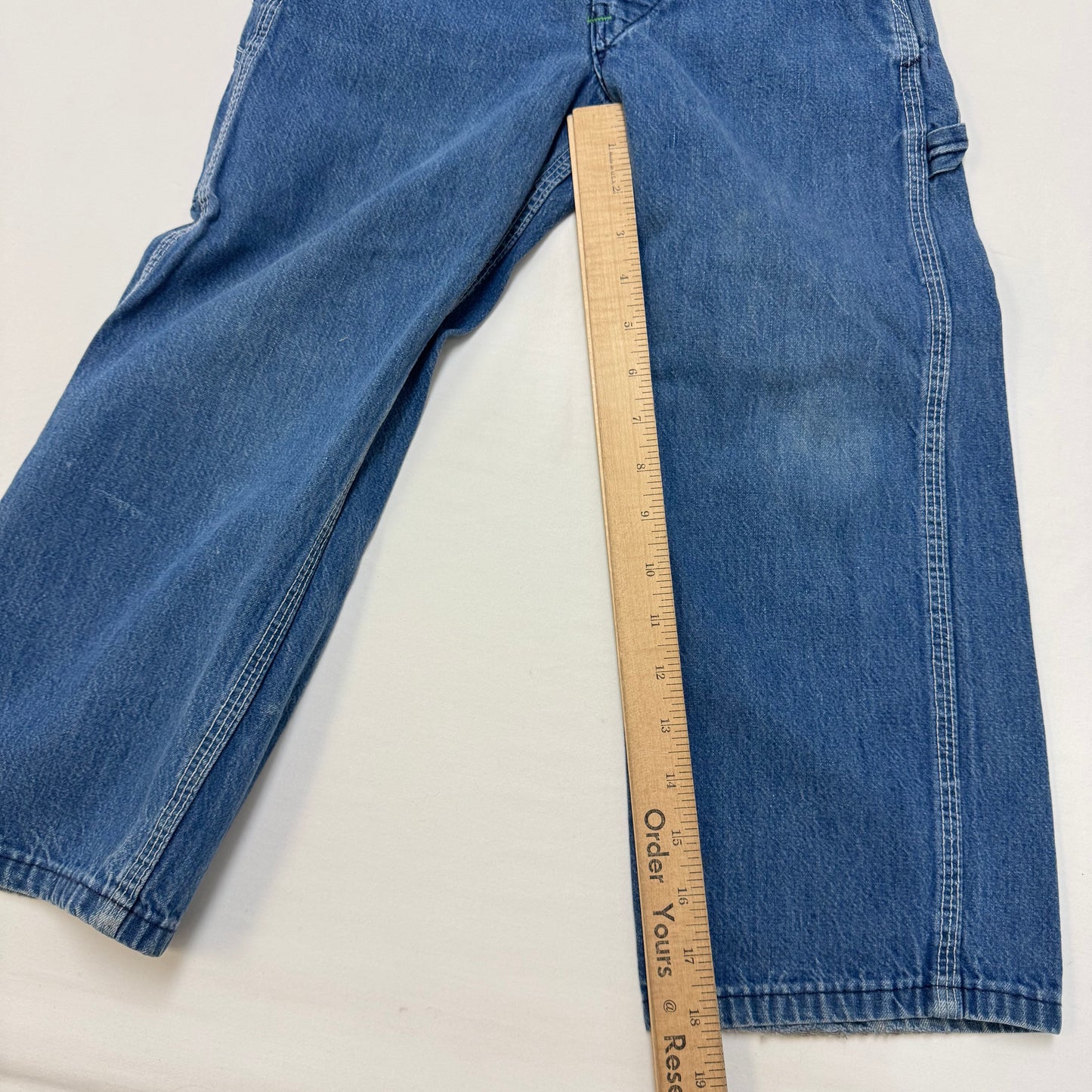 70s Kids Vintage Big Smith Blue Denim Long Pant Overalls With adjustable Straps Cute Patches Front And Back 5Y 6Y Made in USA