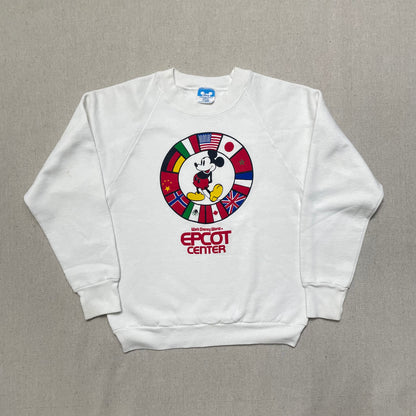 80s Kids Youth Vintage Disney Mickey Mouse Walt Disney World Epcot Center Flags Raglansleeve Sweatshirt / 10y 11y 12y 13y / Women's XS
