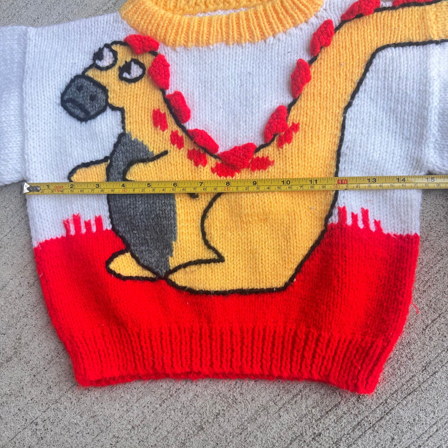 Kids Toddler Hand Knit Dinosaur Animal Hand Knit Pullover Sweater 3Y 4Y 5Y