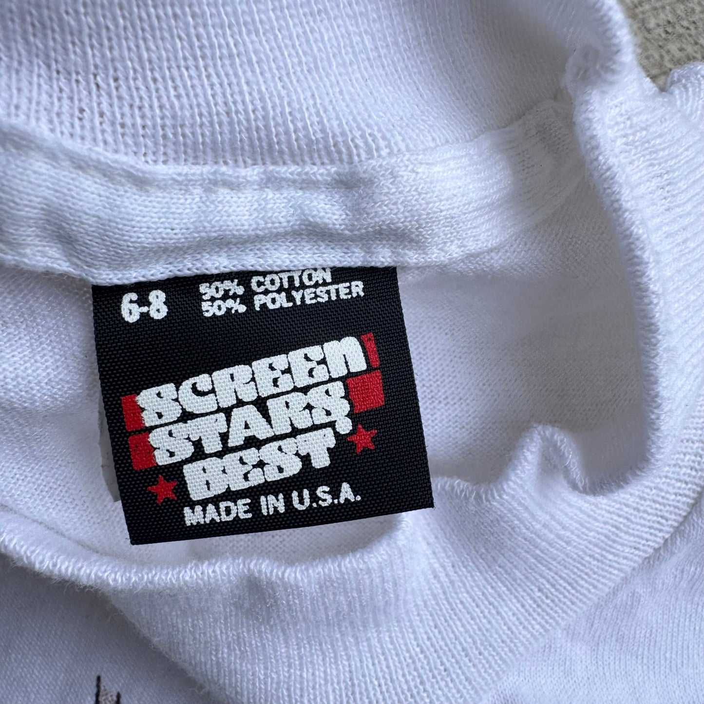 Kids Toddler Vintage We’re All God’s Creatures! White 50/50 Single Stitch T-Shirt 6-8Y Made in USA