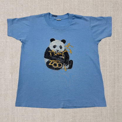 Kids Vintage Panda With Bamboo Milwaukee County Zoo Light Blue Screen Stars 50/50 T-Shirt 10Y 12Y