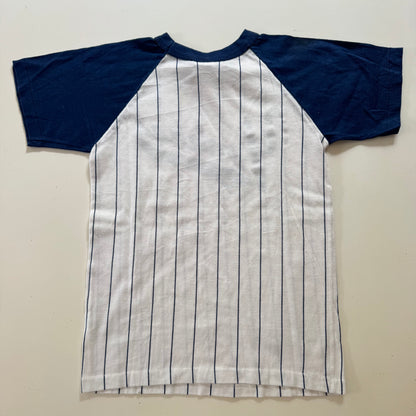 80s Kids Vintage MLB New York Yankees Striped Navy White Short Sleeve T-Shirt Made In USA M 10Y 11Y 12Y
