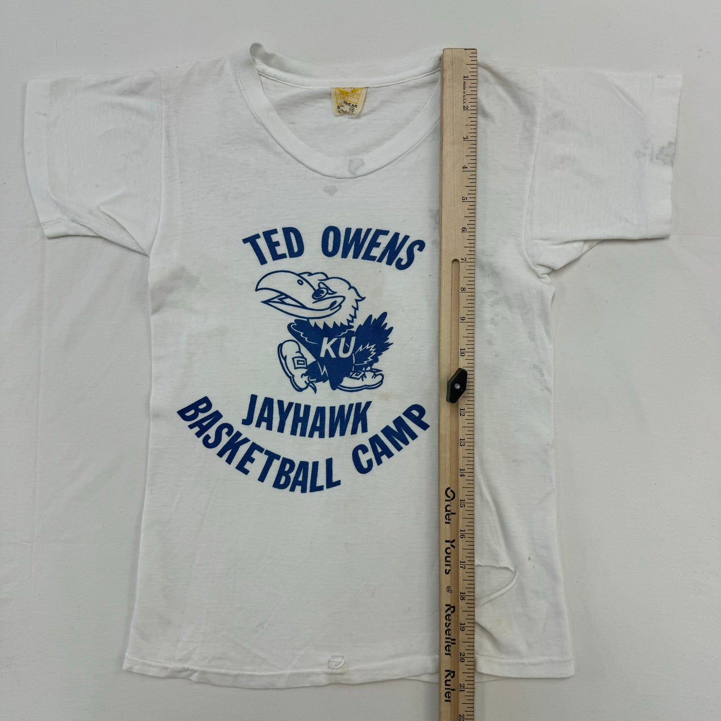 70s Vintage Artex Kids Ted Owens Jayhawk Basketball Camp White T-shirt