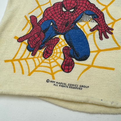 1977 Kids Baby Vintage Marvel The Amazing Spiderman Double Sided Raglan Light Yellow 3/4 Sleeve Single Stitch T-Shirt 2T 3T Made in USA