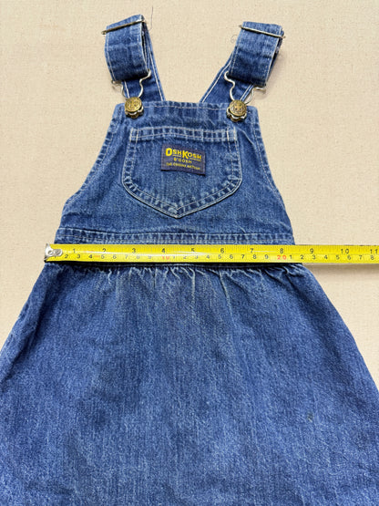 90s Kids Toddler Vintage Oshkosh Bgosh Cross Back Simple Casual Denim Dress / 18m 24m 2T / Made in USA