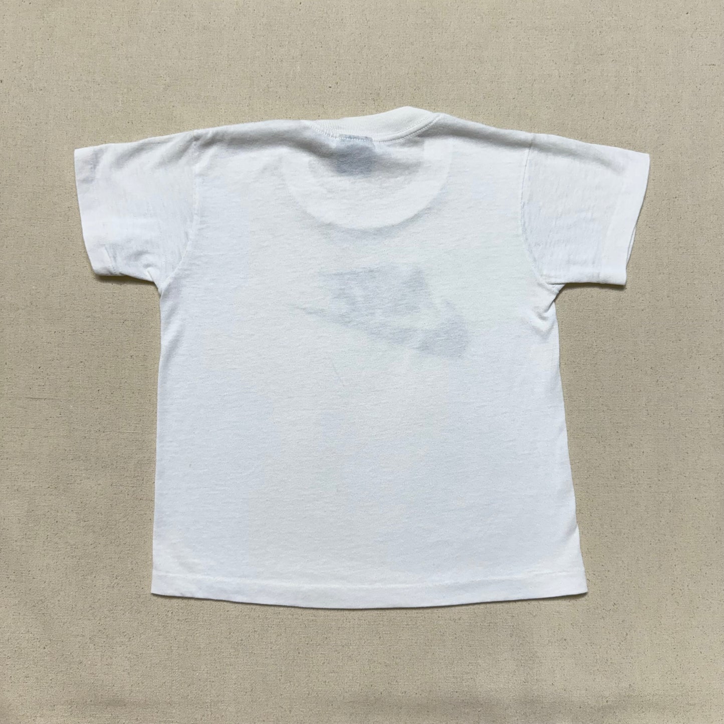 80s Kids Toddler Vintage Nike Blue Tag Gray Big Logo Print Single Stitch White Tshirt / 4T 5T 6y / Made in USA