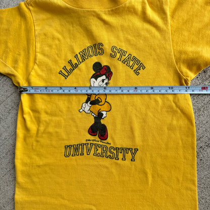 80s Kids Vintage Disney Illinois State Minnie Mouse University Yellow 100% Cotton T-Shirt 8Y 9Y 10Y 1-Y