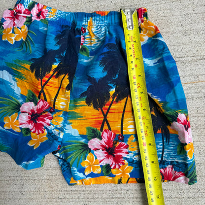 Kids Vintage Hawaiian Sunset Shorts 100% Cotton Made in Hawaii 3Y 4Y