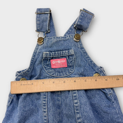 90s Baby Vintage 100% Cotton Denim Bubble Oshkosh B’Gosh Vestbak Overall 12m Pink Label