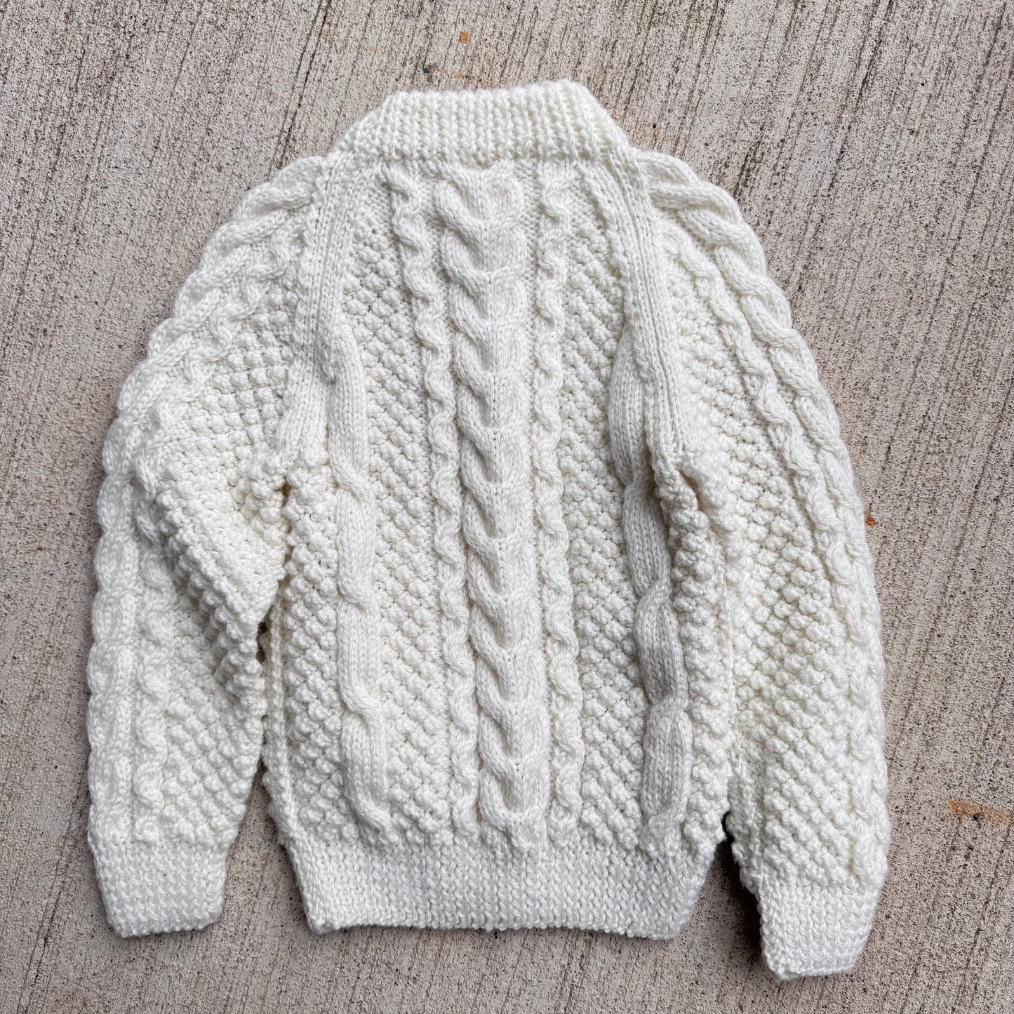 Toddler Kids Vintage Hand Knit Cream Off White Pullover Sweater 2Y 3Y 4Y