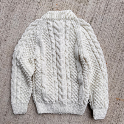 Toddler Kids Vintage Hand Knit Cream Off White Pullover Sweater 2Y 3Y 4Y