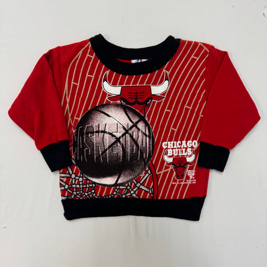 90s Kids Vintage Toddler NBA Red Chicago Bulls Long Sleeve Sweatshirt 3T Made in USA
