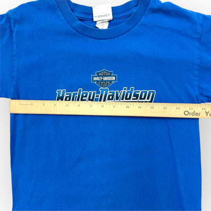 2015 Kids Youth Blue Harley Davidson 100% Cotton Orlando Florida T-Shirt S 8Y 9Y 10T