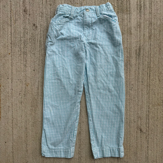 Vintage Kids Oshkosh Light Blue Checkered Pant No Tag