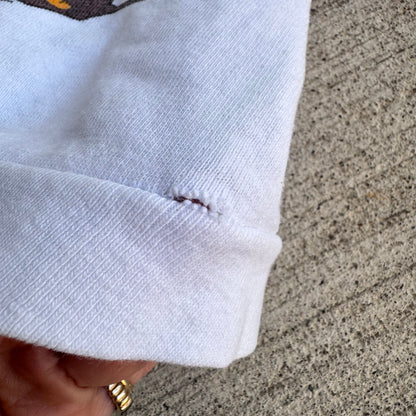 70s 80s Baby Vintage Walt Disney World Pooh Snap White Long Sleeve Sweatshirt With Hood 6m 9m 12m