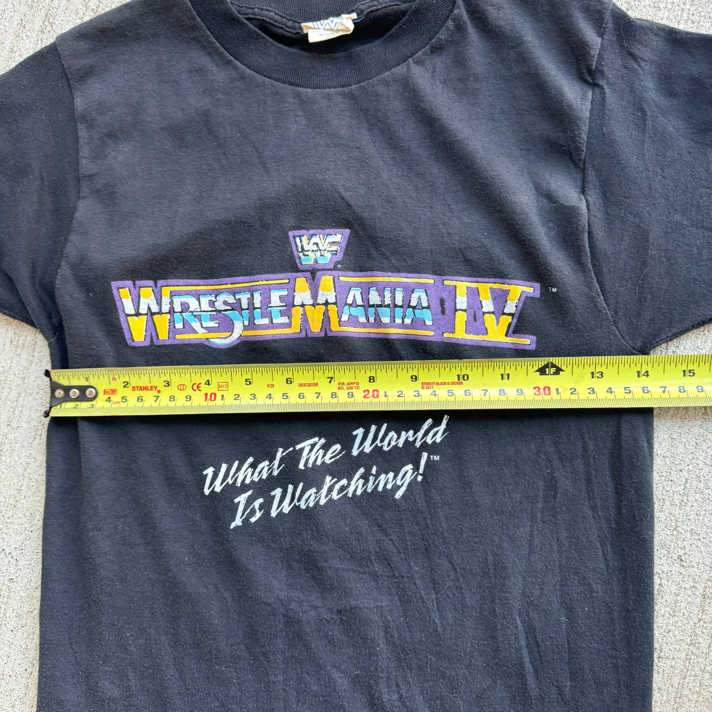 1988 Kids Youth Small Vintage WWF Wrestlemania IV Black 50/50 T-Shirt Made In USA Size S 11Y 12Y 13Y