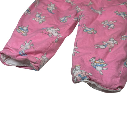 90s Kids Baby Vintage Oshkosh B’Gosh Bunny AOP Print Thick Lined Winter Onesie Romper Longsleeve Cotton Top / 18m/