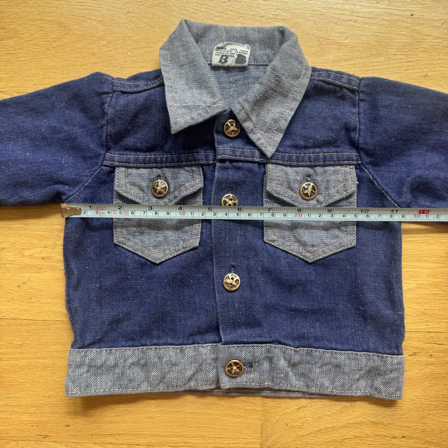 70s 80s Kids Toddler Vintage Alfredo Two Tone 100% Cotton Denim Long Sleeve Jacket 3T
