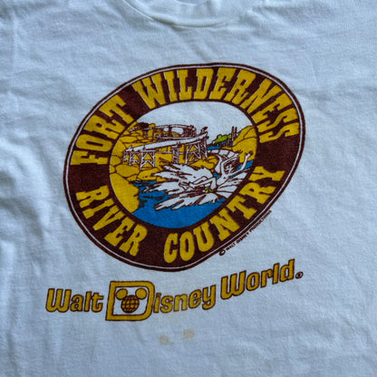 70s Kids Vintage Disney Fort Wilderness River Country White T-Shirt 6Y 7Y 8Y