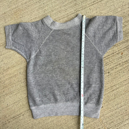 80s Kids Toddler Vintage Short Sleeve Pullover Gray Plain Crew Sweatshirt 2Y 3Y 4Y